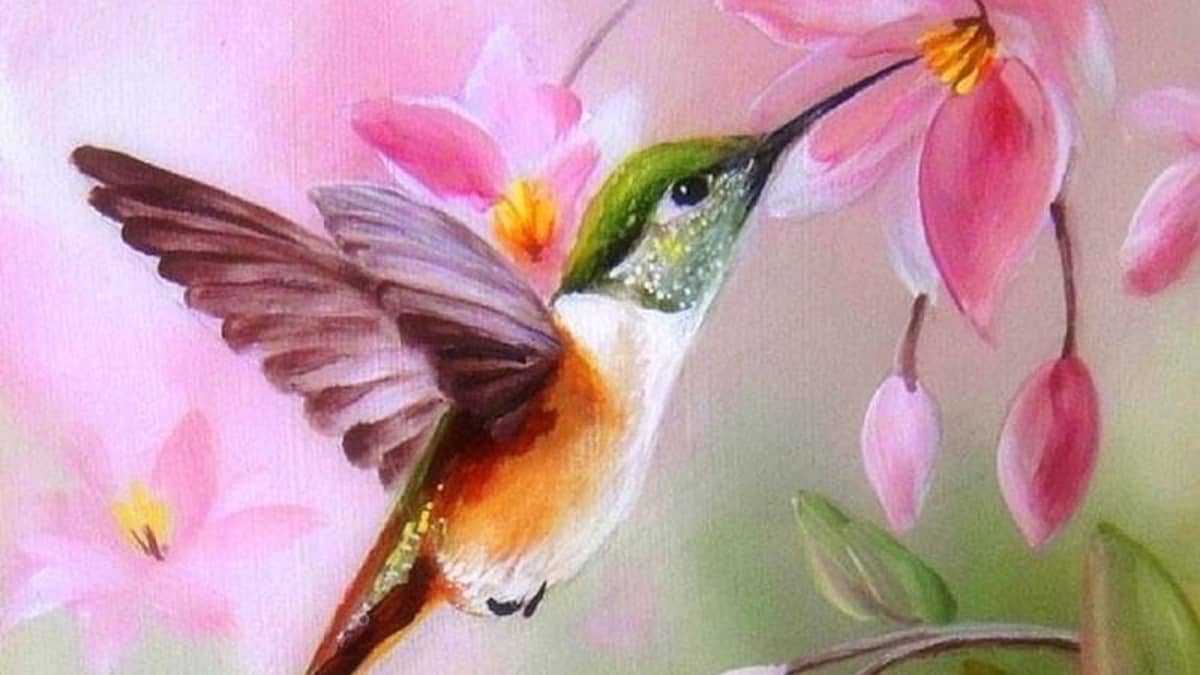 Paintings Of Hummingbirds And Flowers